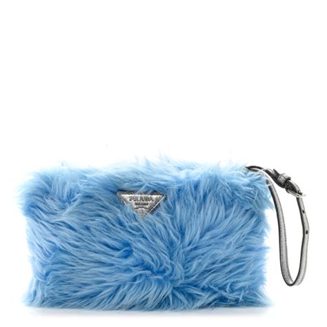 PRADA Eco Pelliccia Faux Fur Wristlet Clutch .